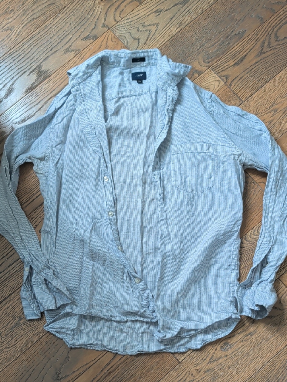 J. Crew Light Blue Striped Shirt Jacket